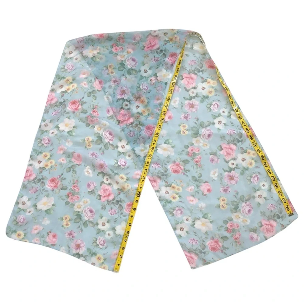 $15 or 2/$20 Vintage Pastel Blue Sheer Floral Oblong Scarf